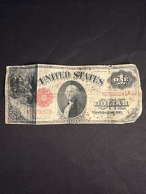 1917 $1 One Dollar Legal Tender Note "Sawhorse" Note Red Seal 3"X7"