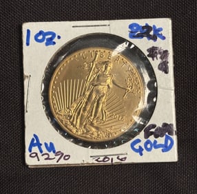 2016 1oz. American Gold Eagle $50 Face Value Coin (Troy Ounce) 1.6"
