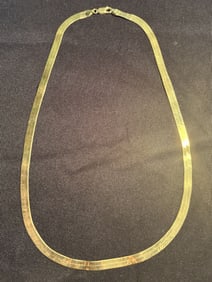 14KT Gold Italian Herringbone Chain Necklace 17.5" (9g)