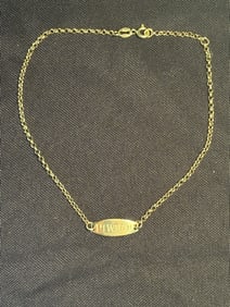 14KT Gold Italian "PIWWO!" Engraved Bracelet 9.5"