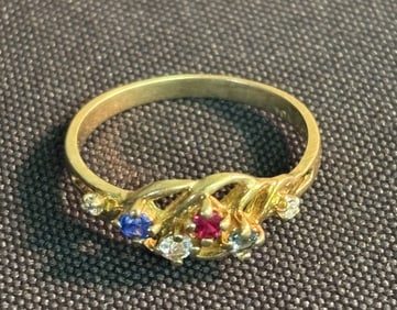 10K Yellow Gold Multi-Colored Cluster Ring (Size 8.5) (App. 1")
