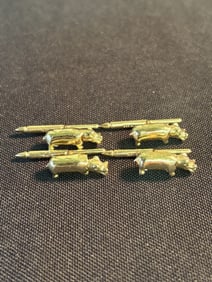 2 Pairs Of 14KT Solid Gold Hippo Cufflinks (14g) (App. 1")