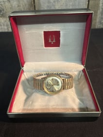 Bulova Accutron 10KT Gold Filled Bezel Physician's Timepiece With Original Case (4"X5")