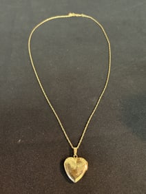 Gold Overlay Heart Locket On Chain 11"