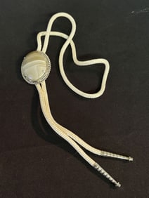 Vintage Southwest Bolo Tie With Brown Striped Agate Stone 16"