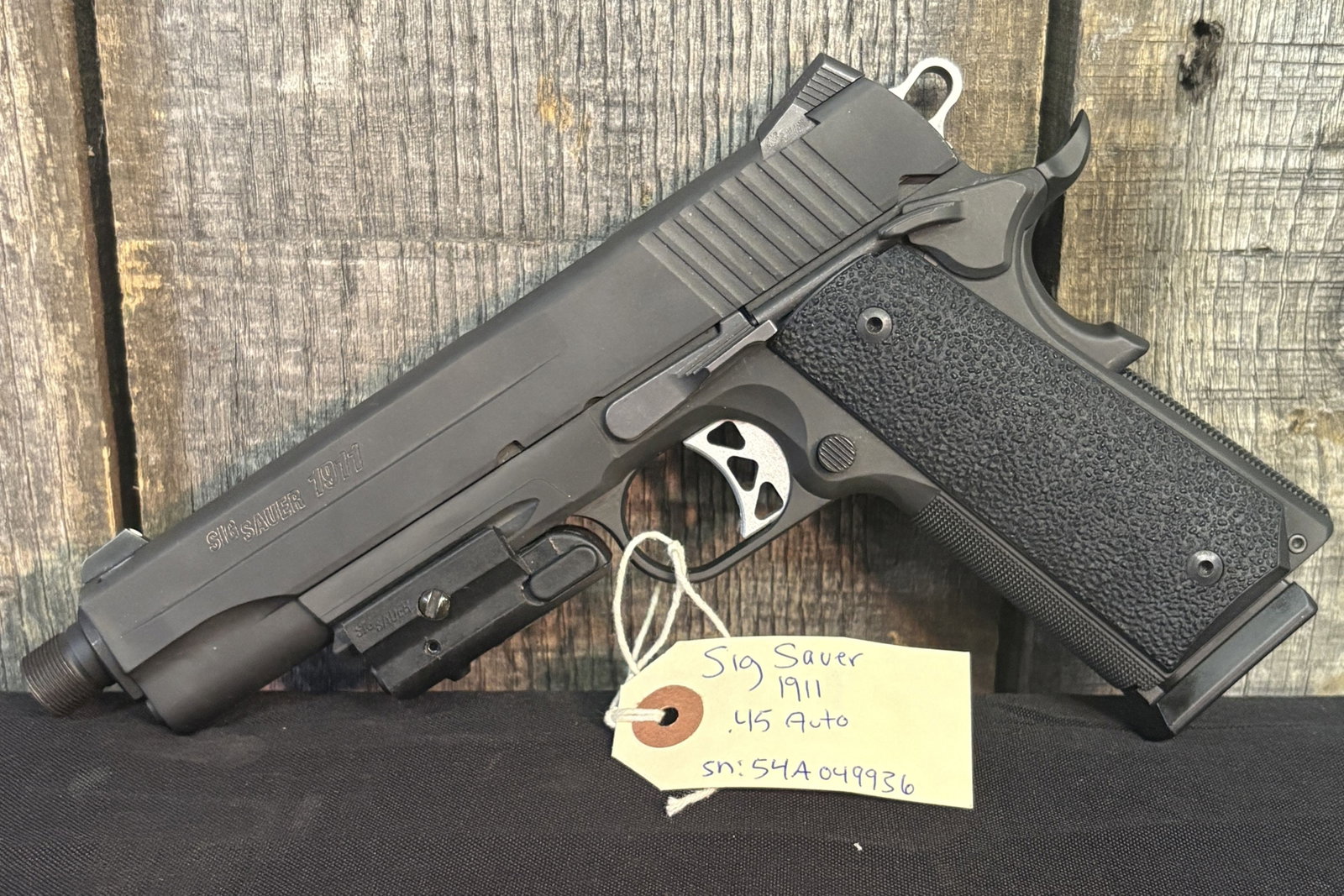Sig Sauer 1911 .45Auto S/N:54A049936 9" With Case And Custom Holster: Sig Sauer 1911 .45Auto S/N:54A049936 9" With Case And Custom Holster