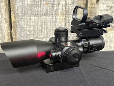 10x40 Rifle Scope with Red and Green Dot Laser 8"