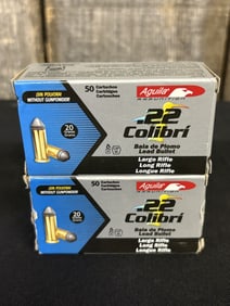 Two (2) Aguila .22 Colibri Long Rifle Ammo (App. 2")