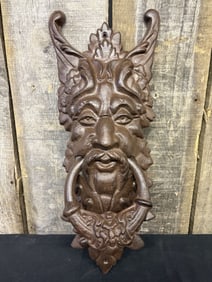 Cast Iron Celtic Greenman Forest Tree Ent Spirit Heirloom Door Knocker 5"X8"X18"