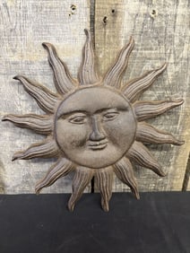 Cast Iron Sun Face Wall Hanger 12"