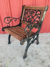 Cast Iron and Wooden Garden Chair 24"X27"X33"