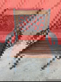 Cast Iron and Wooden Garden Chair 24"X27"X33"