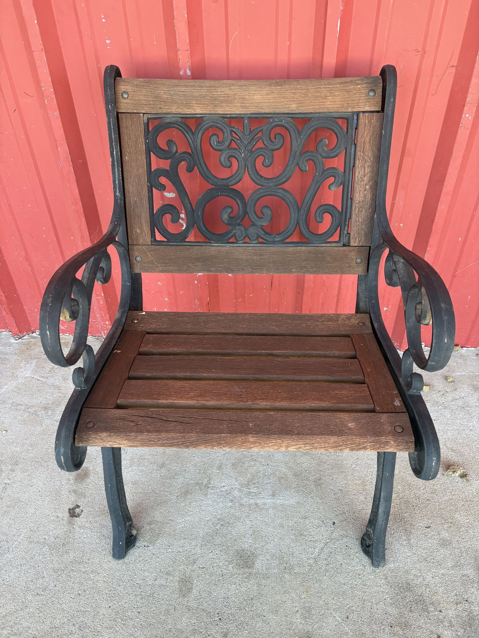 Cast Iron and Wooden Garden Chair 24"X27"X33": Cast Iron and Wooden Garden Chair 24"X27"X33"