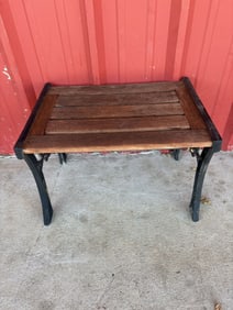 Cast Iron and Wooden Garden Table / Bench 15"X22"X16"