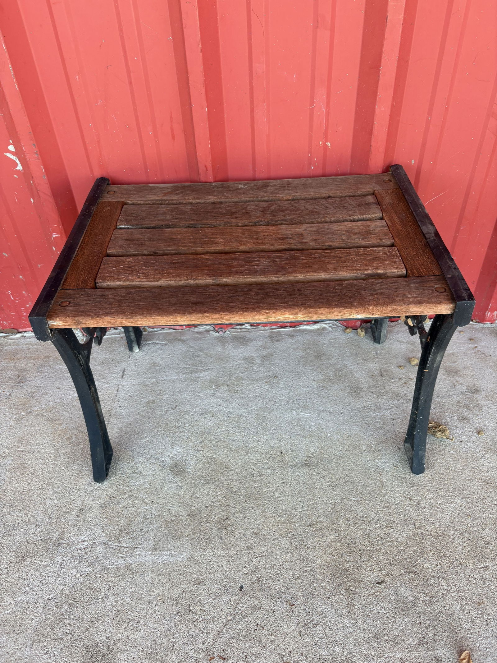 Cast Iron and Wooden Garden Table / Bench 15"X22"X16": Cast Iron and Wooden Garden Table / Bench 15"X22"X16"