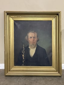 Antique Oil On Canvas Portrait by JT Poindexter 1871 37"X42"