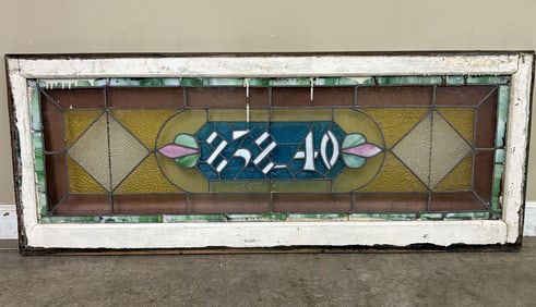 Antique Stained Glass Window  838-40 55"X22"