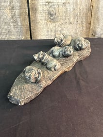 African Stone Hippo Carving 5"X11"