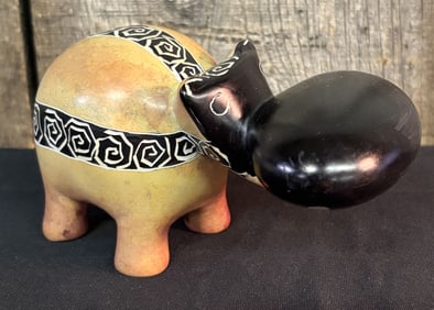 Stone Carved Hippo 6"X8"