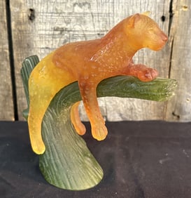 Excellent Panther On Green Tree Amber 05027-2 6"X7"