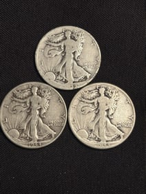 (3) 1944 Walking Liberty Half Dollars (90% Silver) (App. 1")