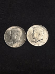 (2) 1964 Kennedy Half Dollar Silver Coins (90% Silver) (App. 1.2")
