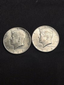 (2) 1964 Kennedy Half Dollar Silver Coins (90% Silver) (App. 1.2")