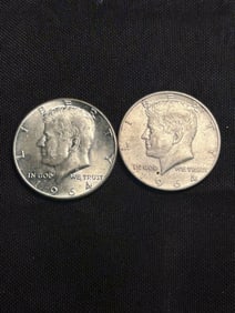 (2) 1964 Kennedy Half Dollar Silver Coins (90% Silver) (App. 1.2")