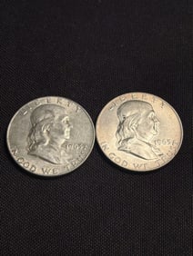 (2) 1963 Franklin Half Dollar Silver Coins (90% Silver) (App. 1.2")