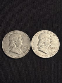 (2) 1963 Franklin Half Dollar Silver Coins (90% Silver) (App. 1.2")
