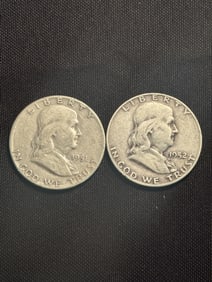 1951 - 1952 Franklin Half Dollar Silver Coins (90% Silver) (App. 1.2")