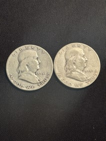 (2) 1951 Franklin Half Dollar Silver Coins (90% Silver) (App. 1.2")