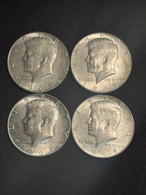 (4) 1965 Kennedy Half Dollar Silver Coins (40% Silver) (App. 1.2")