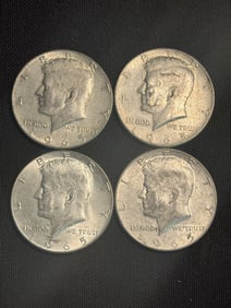 (4) 1965 Kennedy Half Dollar Silver Coins (40% Silver) (App. 1.2")
