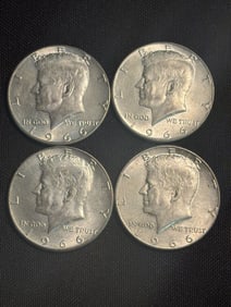 (4) 1966 Kennedy Half Dollar Silver Coins (40% Silver) (App. 1.2")