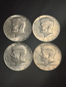 (4) 1966 Kennedy Half Dollar Silver Coins (40% Silver) (App. 1.2")