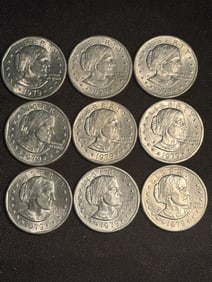 (9) Susan B. Anthony Dollar Coins (App. 1")