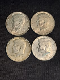 (4) 1966-67 Kennedy Half Dollar Silver Coins (40% Silver) (App. 1.2")