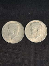 (2) 1964 Kennedy Half Dollar Silver Coins (90% Silver) (App. 1.2")