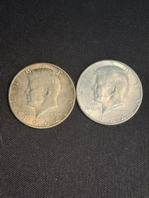 (2) 1964 Kennedy Half Dollar Silver Coins (90% Silver) (App. 1.2")