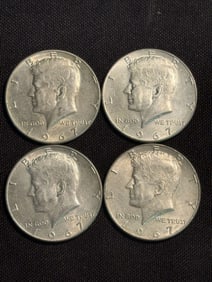 (4) 1967 Kennedy Half Dollar Silver Coins (40% Silver) (App. 1.2")