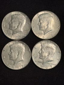 (4) 1967 Kennedy Half Dollar Silver Coins (40% Silver) (App. 1.2")