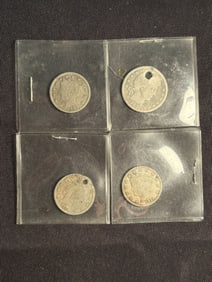 1907 Silver Barber Dime With 1903-1912 V Nickels (App. 1")