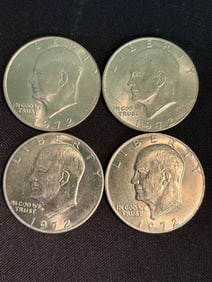 (4) 1972 Dwight D. Eisenhower Dollar Coins (App. 1.5")