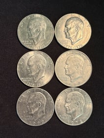 (6)1972-1976 Dwight D. Eisenhower Dollar Coins (App. 1.5")