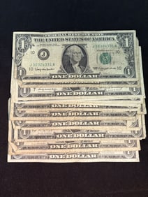 (20) Series 1963B $1 Bill (First Year Bill Replacing Silver Certificates)
