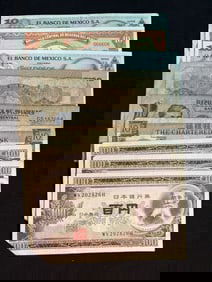 Collection of Foreign Bank Notes - Mexico, Korea, Philippines, Japan etc. (App. 5-6")
