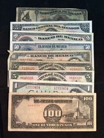 Collection of Foreign Bank Notes - Mexico, Canada, Ecuador (App. 5-6")