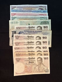 Collection of Foreign Bank Notes - Thailand, Philippines and more (App. 5-6")