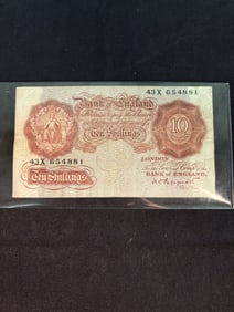 Antique Ten Shillings Note by the Bank of England (App. 5")